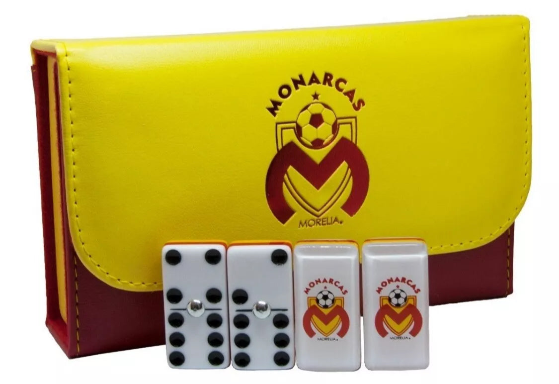 Dominoes Set Monarcas Morelia in Faux Leather Box Domino