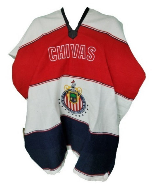 Chivas Guadalajara FC Jorongo Sarape Mexican Poncho Artesanal Winter