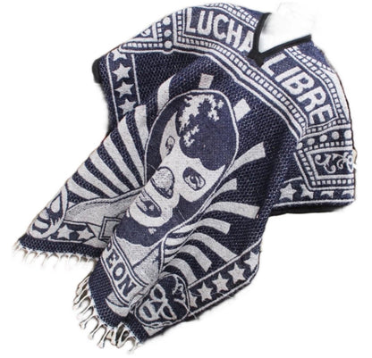 Lucha Libre Santo Blue Demon Jorongo Sarape Artesanal Mexican Poncho