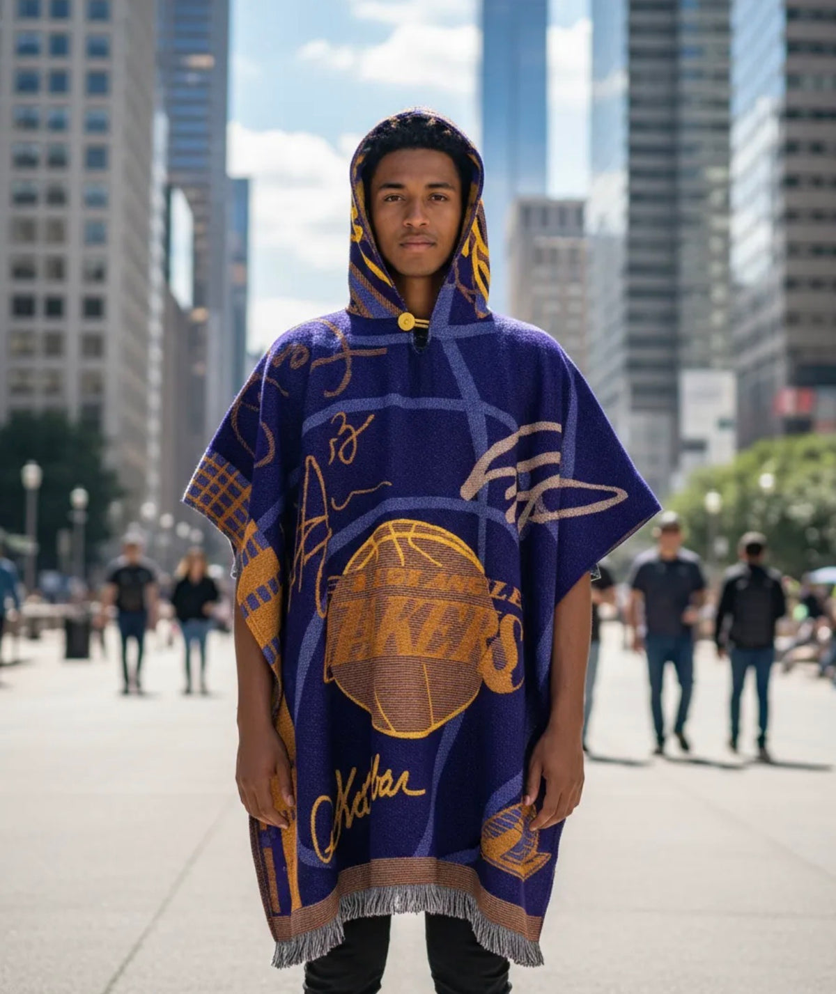 Los Angeles Lakers LA Jorongo Sarape Artesanal Mexican Poncho Hoodie