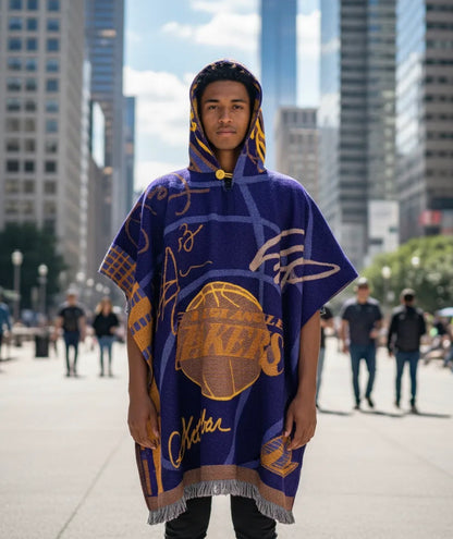 Los Angeles Lakers LA Jorongo Sarape Artesanal Mexican Poncho Hoodie