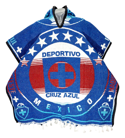 Cruz Azul FC Jorongo Sarape Mexican Poncho Artesanal Winter