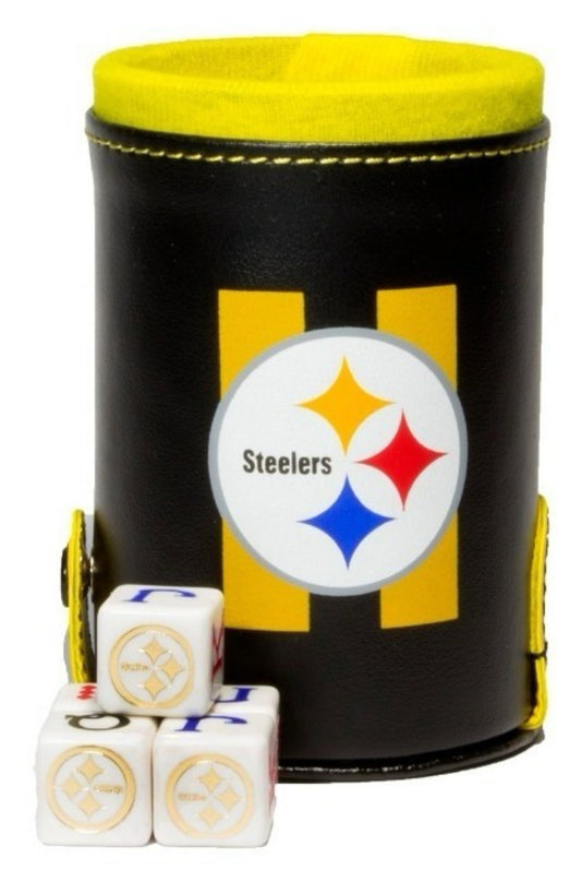 Cubilete Set Pittsburgh Steelers Faux In Leather Case Dice Set
