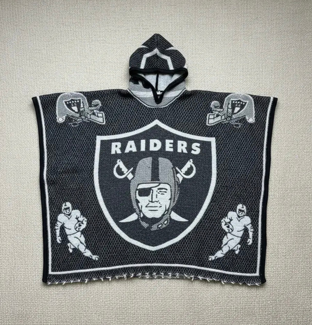 Las Vegas Raiders Jorongo Sarape Poncho Artesanal Winter Hoodie Thicker