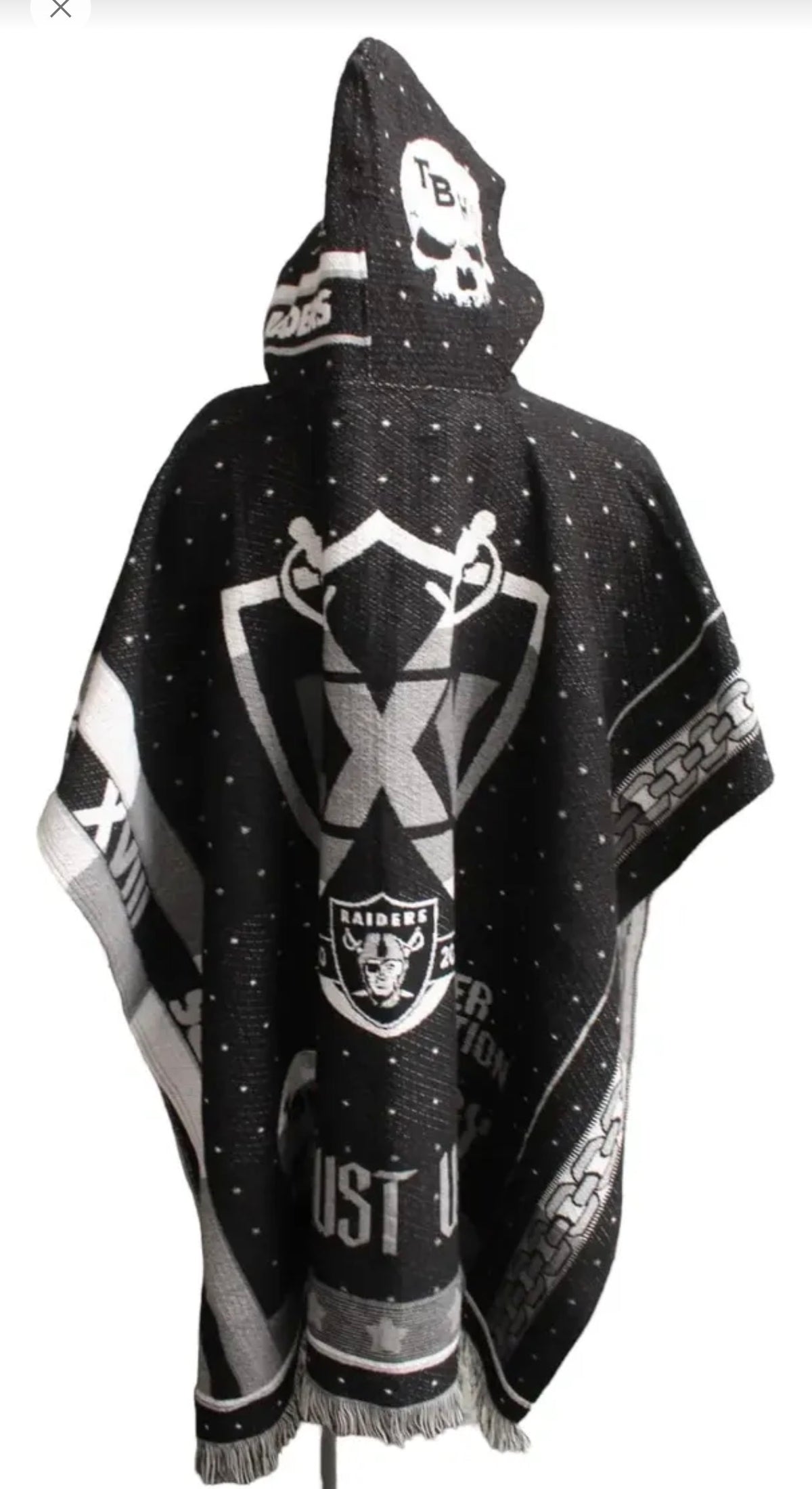 Las Vegas Raiders Jorongo Sarape Poncho Artesanal Winter Hoodie