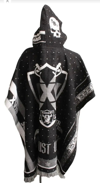 Las Vegas Raiders Jorongo Sarape Poncho Artesanal Winter Hoodie