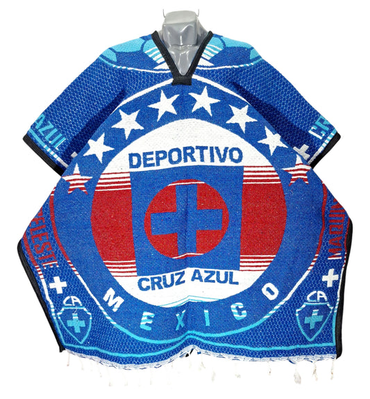 Cruz Azul FC La Máquina Jorongo Sarape Mexican Poncho Artesanal Winter