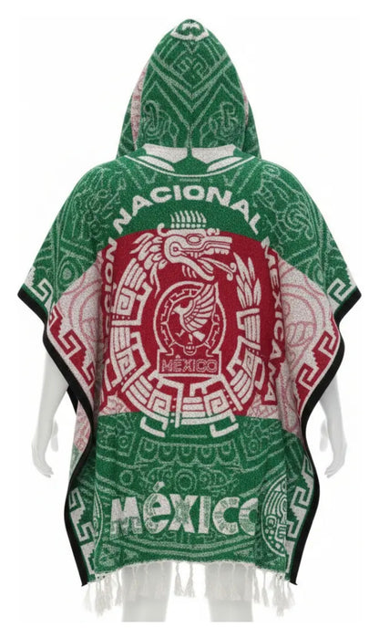 Selección Mexicana World Cup Mexico Jorongo Sarape Mexican Poncho Artesanal Copa del Mundo Hoodie Green