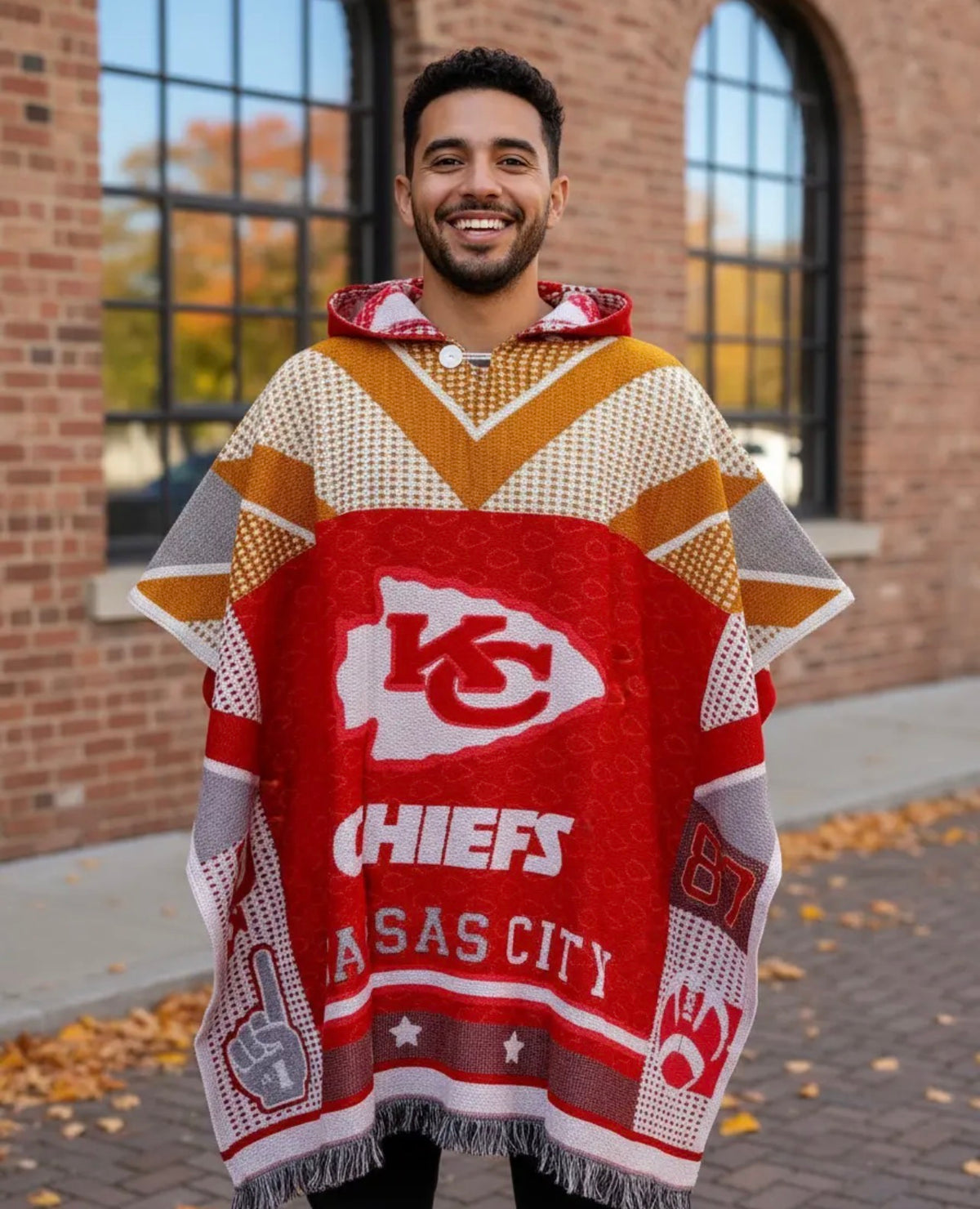 Kansas City Chiefs Jorongo Sarape Poncho Artesanal Winter