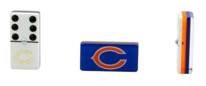 Dominoes Set + Cubilete Chicago Bears with Faux Leather Case Domino. Dice Set.