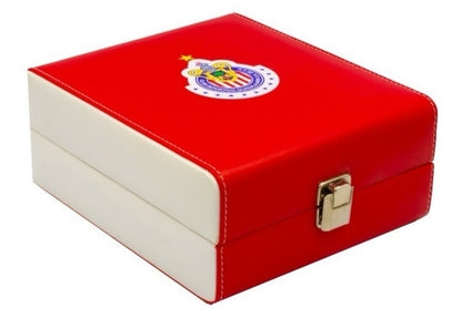 Dominoes Casino Set Chivas Guadalajara  Faux Leather Case Cubilete Poker Domino