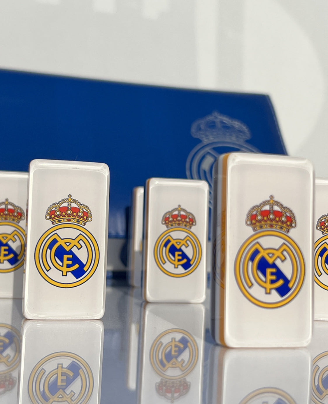 Dominoes Set Real Madrid España in Beautiful Faux Leather Case Domino Jumbo