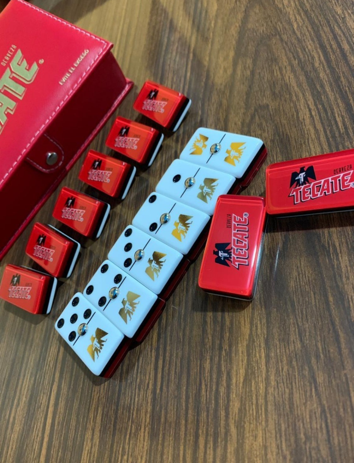 Dominoes Set Cerveza Tecate in Faux Leather Case Domino
