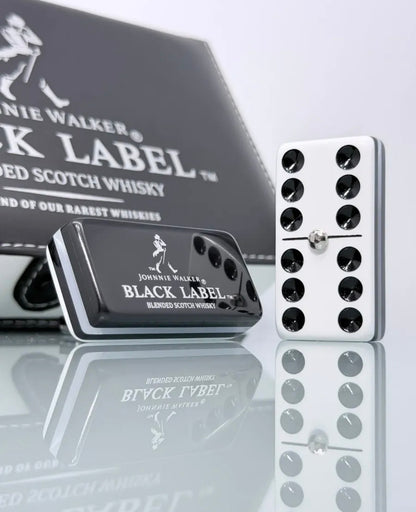 Jumbo Black Label Dominoes Set Inspired in Faux Leather Case Domino.