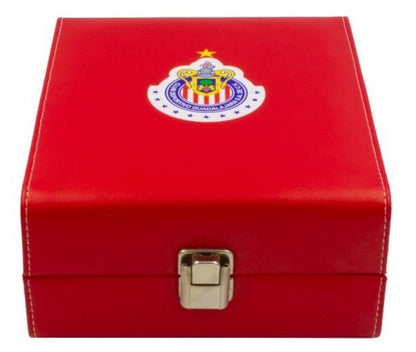 Dominoes Casino Set Chivas Guadalajara  Faux Leather Case Cubilete Poker Domino