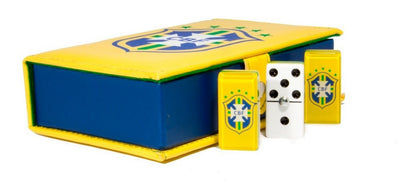 Dominoes Set Cubilete Brazilian Football Confederation Faux Leather Case Domino