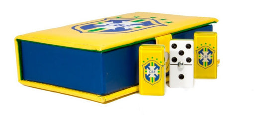 Dominoes Set Cubilete Brazilian Football Confederation Faux Leather Case Domino