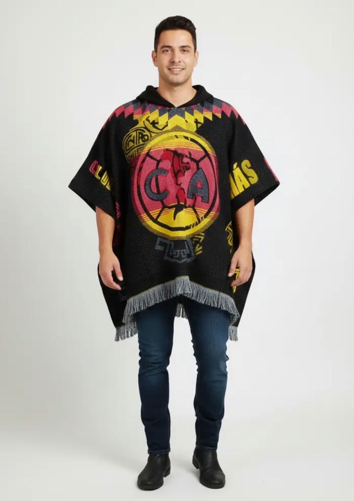 Club America Jorongo Sarape Hoodie Mexican Poncho Aguilas Lightweight