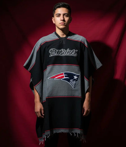 New England Patriots Gaban Jorongo Sarape Artesanal Mexican Poncho