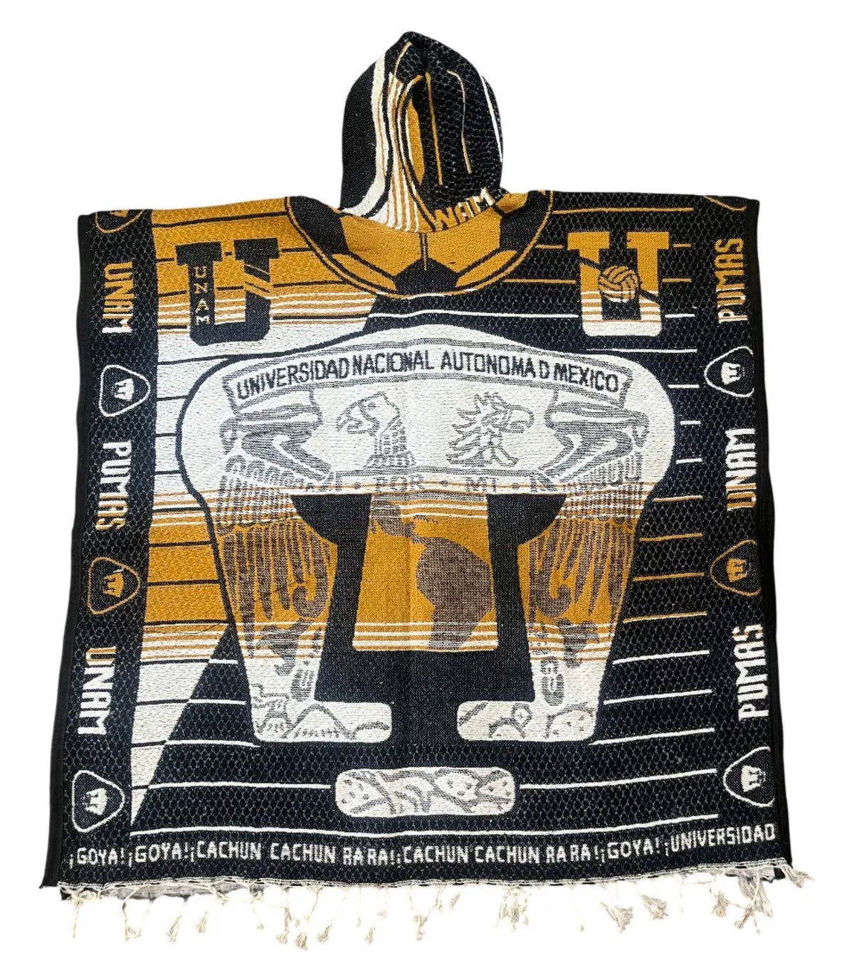 Pumas UNAM Gaban Jorongo Sarape Mexican Poncho Artesanal Hoodie