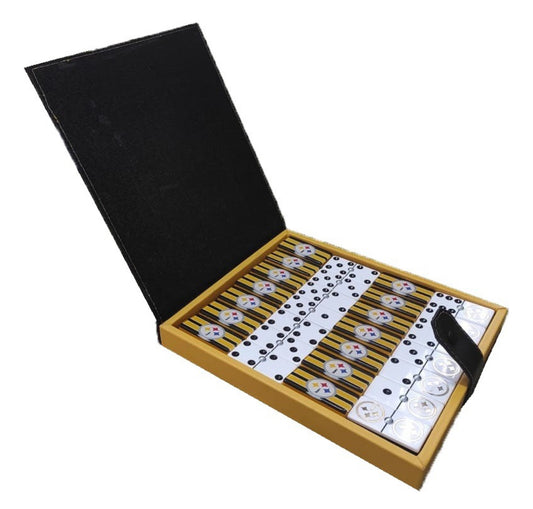 Dominoes Set Pittsburgh Steelers in Faux Leather Case Domino Jumbo