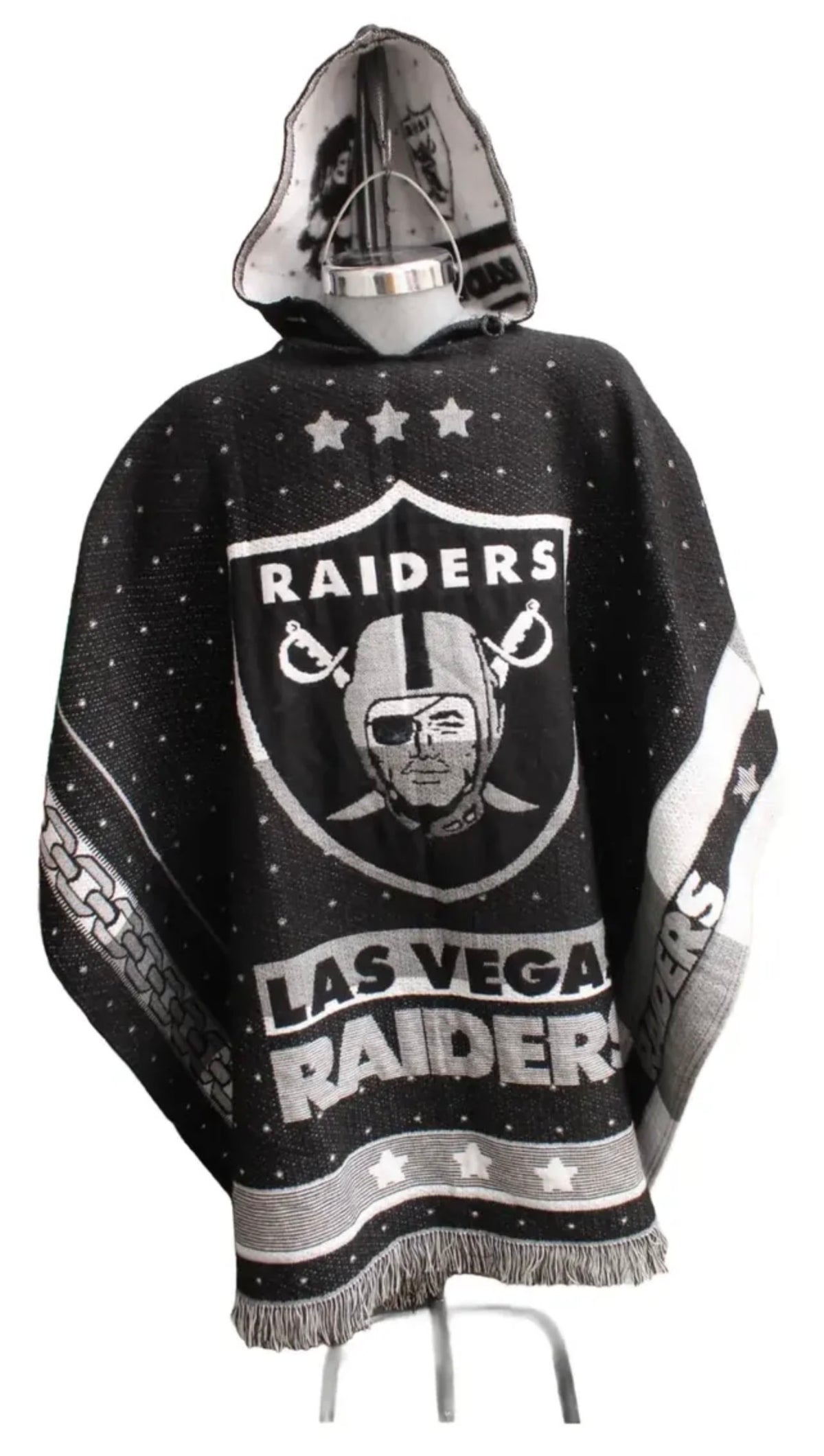 Las Vegas Raiders Jorongo Sarape Poncho Artesanal Winter Hoodie