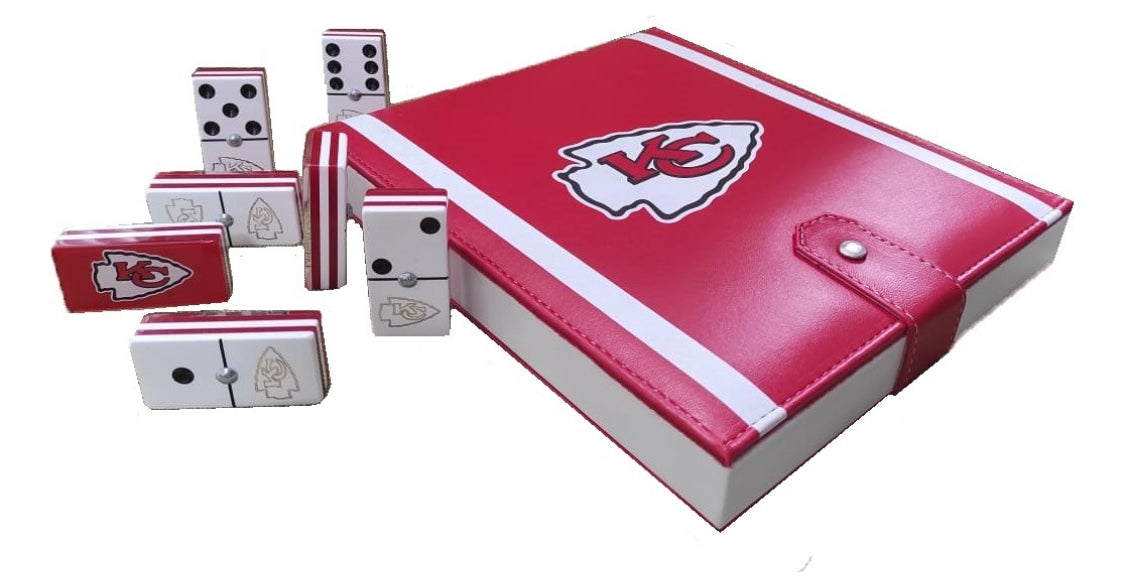 Dominoes Set Kansas City Chiefs With Faux Leather Case Domino