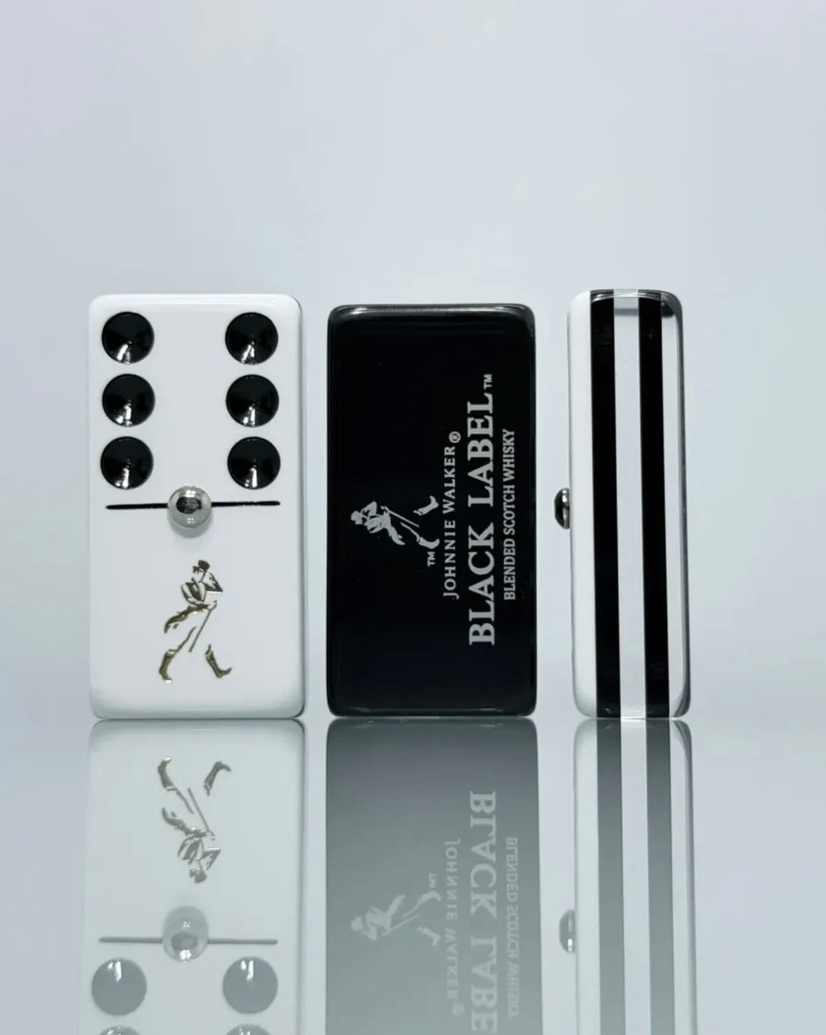 Jumbo Black Label Dominoes Set Inspired in Faux Leather Case Domino.