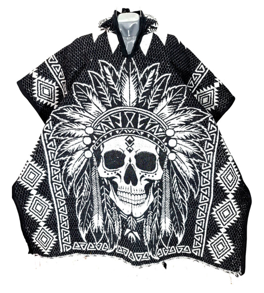 Wild West Jorongo Poncho American Artesanal Winter Indian Skull Native