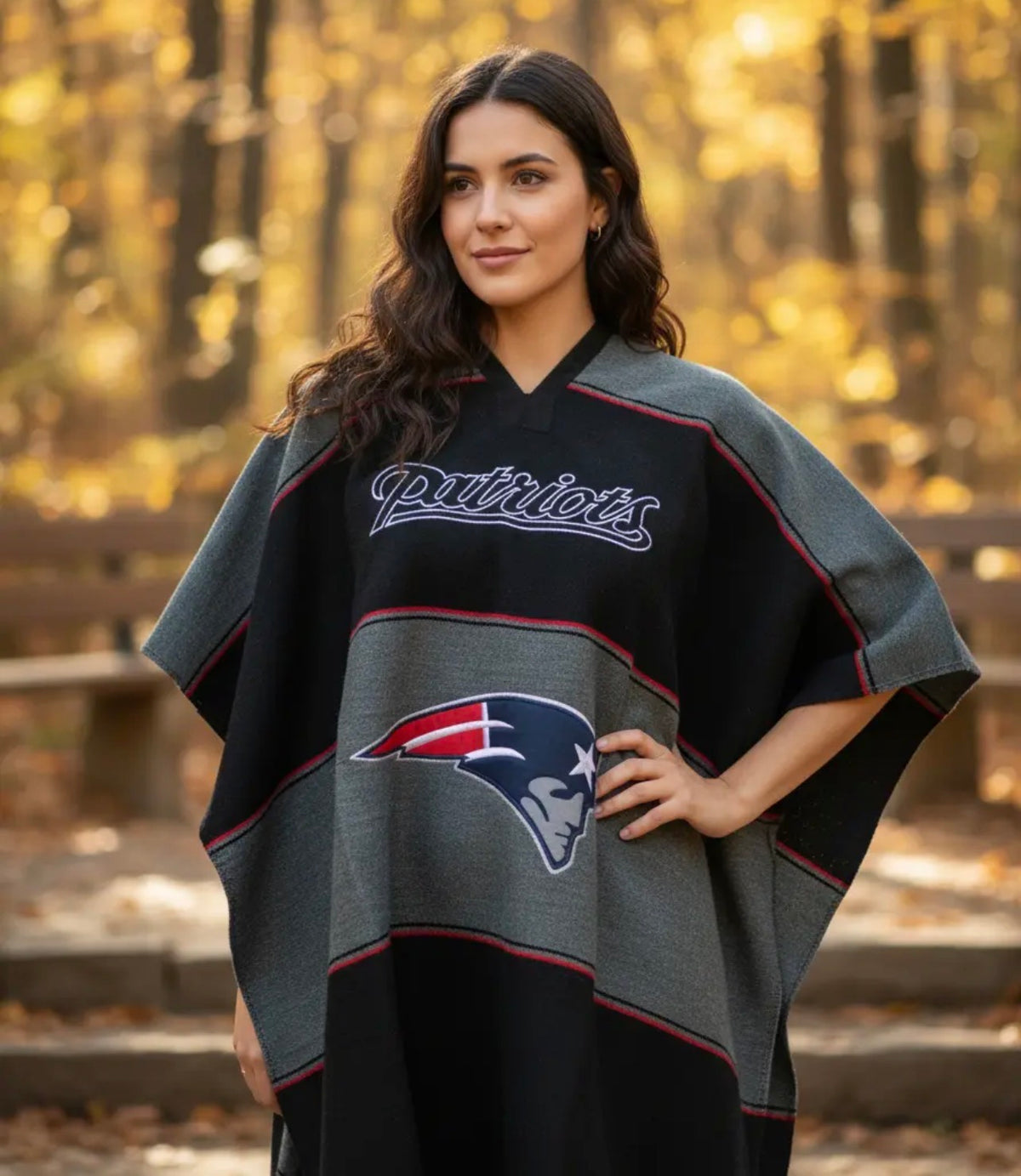 New England Patriots Gaban Jorongo Sarape Artesanal Mexican Poncho
