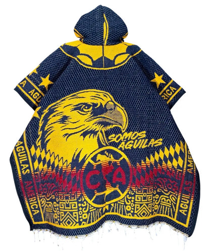 Club America Aguilas Jorongo Sarape Mexican Poncho Artesanal Hoodie