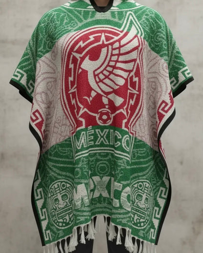 Selección Mexicana World Cup Mexico Jorongo Sarape Mexican Poncho Artesanal Copa del Mundo Hoodie Green