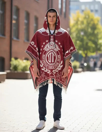 Diablos Rojos Toluca Jorongo Sarape Mexican Poncho Artesanal Winter Hoodie Thicker
