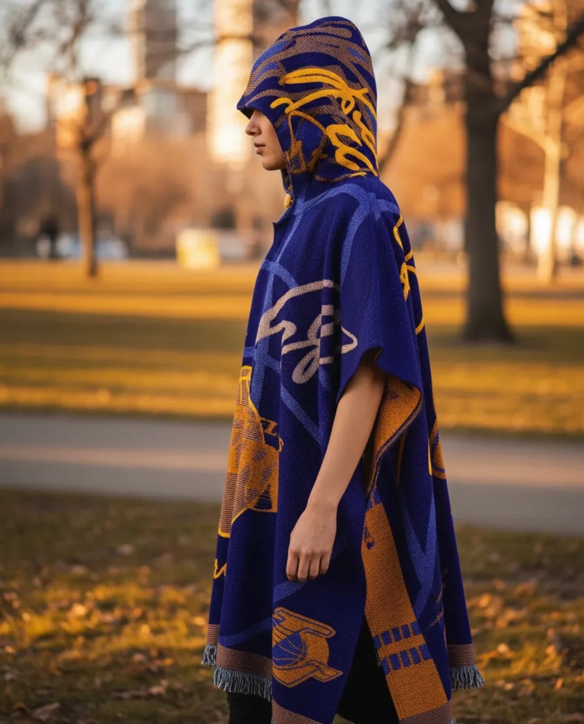 Los Angeles Lakers LA Jorongo Sarape Artesanal Mexican Poncho Hoodie