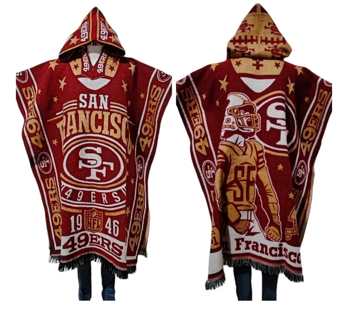 San Francisco 49ers Poncho Jorongo Sarape Poncho Artesanal Winter